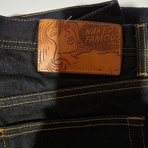 Naked & Famous Denim Weird Guy Elephant X Indigo 36x34 Raw Selvedge Denim (Rare